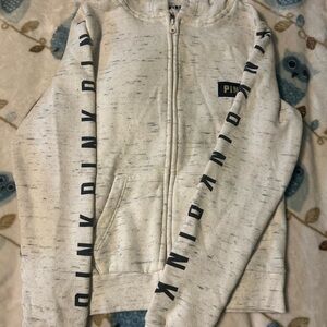 PINK Victoria's Secret White Zip-Up Hoodie